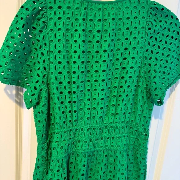 Anthropologie Green Eyelet Somerset Mini Dress | M - Picture 5 of 6
